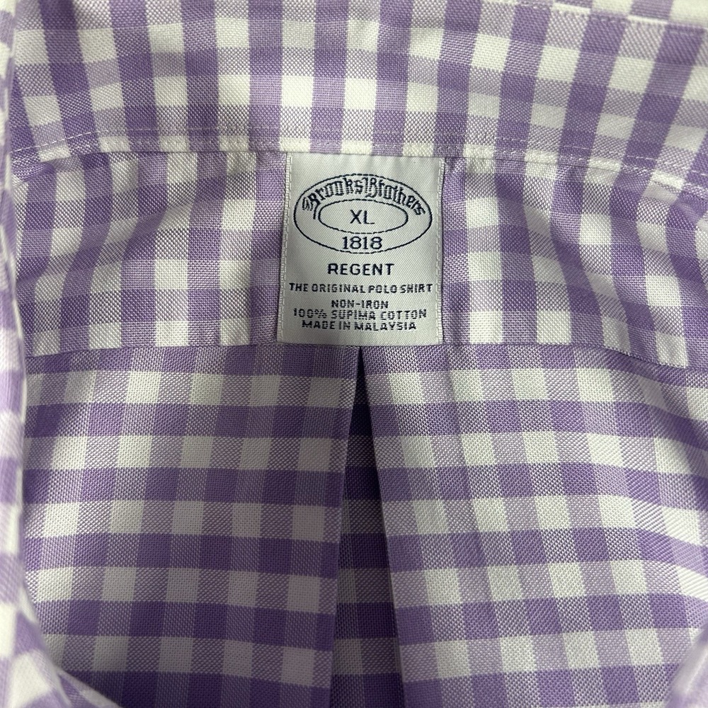 Mens Brooks Brothers 1818 Regent XL Purple Oxford Sheep Logo Dress Shirt - Picture 3 of 8